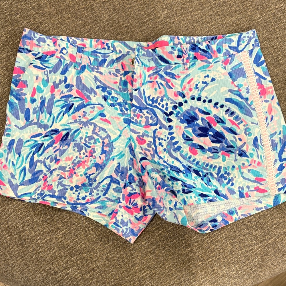 Lilly Pulitzer High Waist Shorts in Blue and Pink